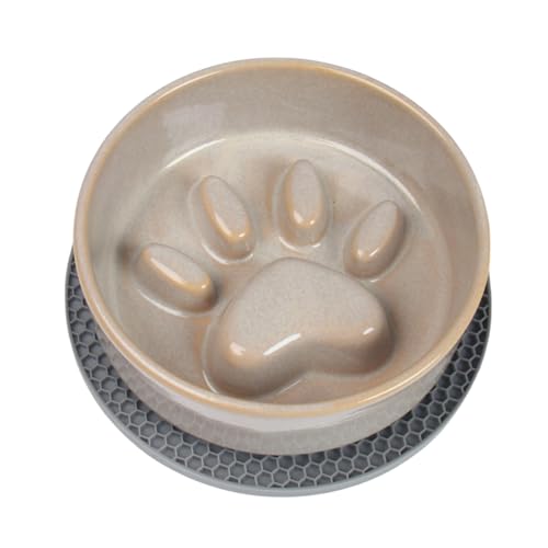 AcromyrmexGulf Futternapf für langsames Fressen, Keramiknapf für Katzen und Hunde, Hundenäpfe mit rutschfester Silikonmatte, Haustiernapf für kleine Hunde und Katzen, langsames Fressen, 15,7 cm, von AcromyrmexGulf