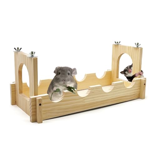 Acsist Chinchilla Holz Hängebrücke, Kleintier Holz Hängebrücke Plattform, Chinchillas Habitat Spielzeug Kleintiere Käfig Zubehör für Meerschweinchen Hamster Zuckergleiter Ratten Eichhörnchen von Acsist