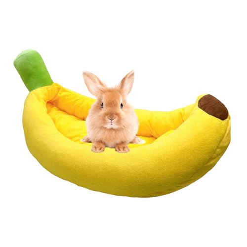 Acsist Großes Hasenbett, Kaninchenbett, Bananenform, weich und maschinenwaschbar, mit abnehmbarem Kissen, für Meerschweinchen, Chinchilla, Eichhörnchen, Igel und andere Kleintiere (Gelb) von Acsist