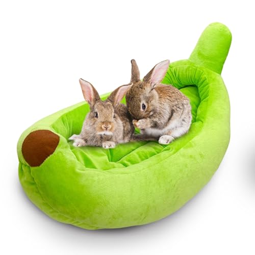 Acsist Großes Hasenbett, Kaninchenbett, Bananenform, weich und maschinenwaschbar, mit abnehmbarem Kissen, für Meerschweinchen, Chinchilla, Eichhörnchen, Igel und andere Kleintiere (Grün) von Acsist