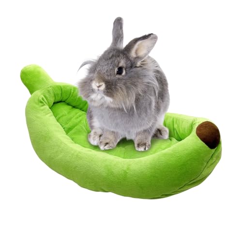 Acsist Hasenbett, Kaninchenbett, Bananenform, weich und maschinenwaschbar, mit abnehmbarem Kissen, für Meerschweinchen, Chinchilla, Eichhörnchen, Igel und andere Kleintiere (Grün) von Acsist