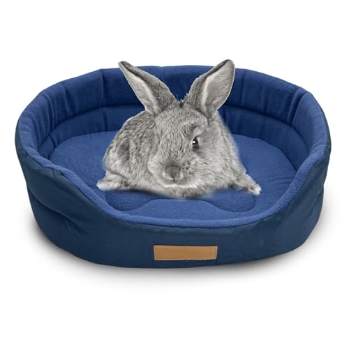 Acsist Hasenbett, Kaninchenbetten, bequemes Meerschweinchenbett mit abnehmbarer Matte, waschbare Kaninchencouch, geeignet für Chinchilla, Igel, Frettchen (Blau) von Acsist