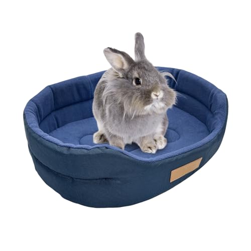 Acsist Hasenbett, Kaninchenbetten, bequemes Meerschweinchenbett mit abnehmbarer Matte, waschbare Kaninchencouch, geeignet für Chinchilla, Igel, Frettchen (Blau) von Acsist