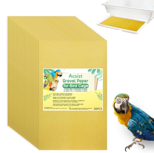 Acsist Kiespapier für Vogelkäfig, 43,2 x 27,9 cm, schneidbare Sandpapiereinlagen, Kalzium-Schleifpapier für harte Vögel, Vogelkäfig-Einlagen für Papageien, Nymphensittiche und alle Ihre gefiederten von Acsist