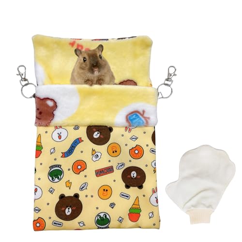 Acsist Sugar Gliders Schlafsack für Hamster, Baumwolle, zum Aufhängen, Flanell, warmes Bett, Versteck mit Haken, Handschuh, kleines Haustiernest, Bett für Chinchilla, Eichhörnchen, Meerschweinchen, von Acsist