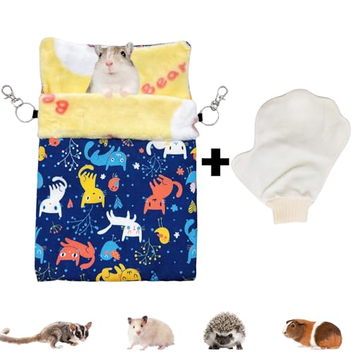 Acsist Sugar Gliders Schlafsack für Hamster, Baumwolle, zum Aufhängen, Flanell, warmes Bett, Versteck mit Haken, Handschuh, kleines Haustiernest, Bett für Chinchilla, Eichhörnchen, Meerschweinchen, von Acsist