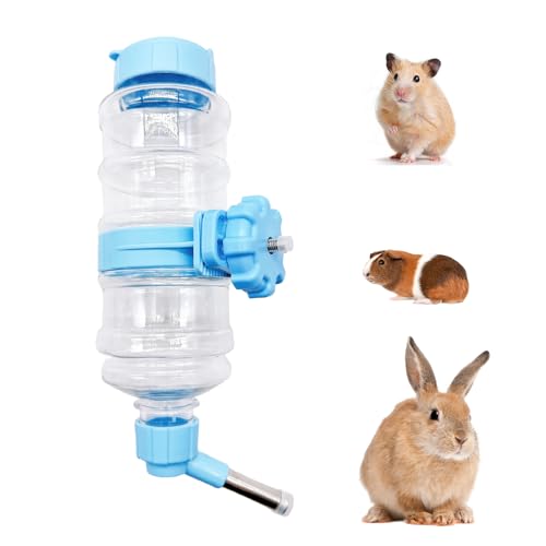 Acsist Wasserflasche, 473 ml, kein Tropfen, auslaufsicherer Wasserspender, Hamster, automatischer Wasserspender, Chinchilla-Käfig, Zubehör für Kaninchen, Frettchen, Eichhörnchen, Igel (blau) von Acsist