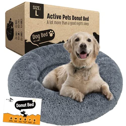 Active Pets Beruhigendes Hundebett aus Plüsch, waschbares Donut-Hundebett für kleine Hunde, mittlere und große Hunde, Anti-Angstzustände, bequemes Marshmallow-Kuschelnest, beruhigendes Haustierbett von Active Pets