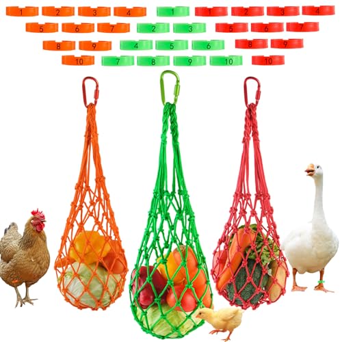 ActiveGear Hühnerspielzeug für Stall Hängender Hühner-Futterspender Hühnerzubehör Gemüse Obst Halter für Hühner Ente Gans Huhn Geflügel Futterstation Werkzeug mit Haken Hühnerstall Zubehör von ActiveGear