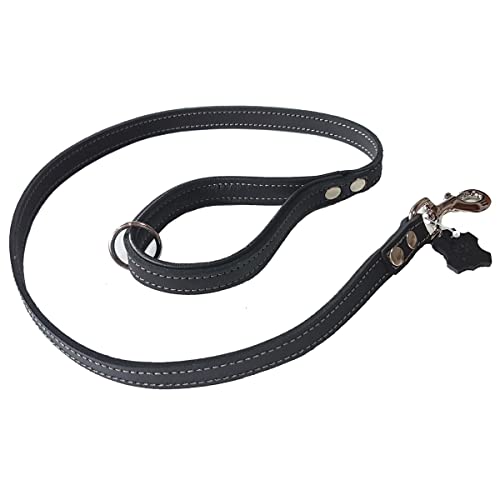 Activity4Dogs Leder Hundeleine | Echt-Leder Führleine kurz| Übungsleine 1,00 m lang | Breite 2 cm | für mittelgroße und große Hunde | Schwarz | Made in Germany von Activity4Dogs