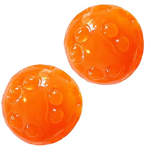 Hundespielzeug Ball mit Noppen Aktivitätsspielzeug 2er Pack schwimmfähig und robust, ohne Geräusch (76 mm, orange) von Activity4Dogs