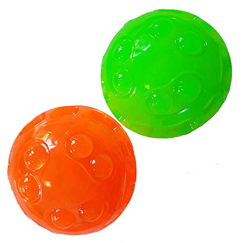 Activity4Dogs Hundeball mit Noppen | Hundespielzeug Ball 2er Pack | schwimmfähig & robust | ohne Geräusch | 76 mm, orange & grün von Activity4Dogs