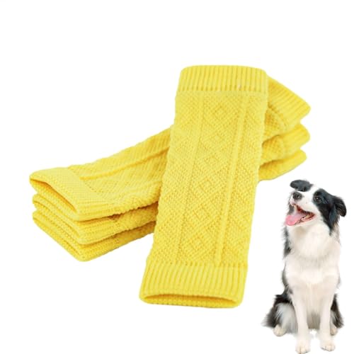 Acunny 4 St Hunde Ellenbogenschutz,Warme Hundebein Socken Elastischer Gestrickter Beinwärmer Warme Elastische Haustier Beinwärmer, Gestrickte Beinwundenschutz von Acunny