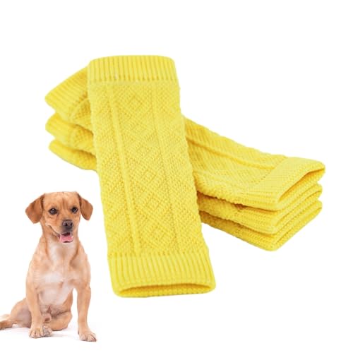 Acunny 4 St Hunde Ellenbogenschutz,Warme Hundebein Socken Elastischer Gestrickter Beinwärmer Warme Elastische Haustier Beinwärmer, Gestrickte Beinwundenschutz von Acunny