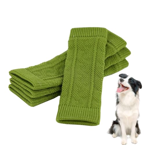 Acunny 4 St Hunde Ellenbogenschutz,Warme Hundebein Socken Elastischer Gestrickter Beinwärmer Warme Elastische Haustier Beinwärmer, Gestrickte Beinwundenschutz von Acunny