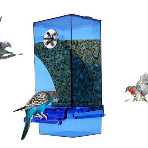 Acunny Automatischer Vogelfutterautomat für Käfig, Vogelkäfig-Futterspender, Automatischer Sittich-Futterspender aus transparentem Acryl, Futterspender für Papageien, Vogelfutterbehälter im Käfig für von Acunny