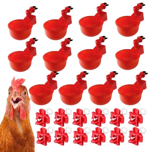 Acunny Chicken Cup Waterer - 5 Stück Wasserbecher Automatischer Wasserbecher - Geflügel-Wasserspender-Kit Hühner-Wasserbecher Geflügel-Tränkeschüssel für Hühner, Enten, Vögel, Puten usw von Acunny