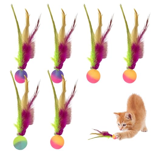 Acunny Feder elastische Katzenkugeln, Feder elastische Kugeln Katzenspielzeug - Innenhause Ball | Kätzchen Rolling Interactive Feder Bouncy Rolling Toys für Innenkatzen Haustiere von Acunny