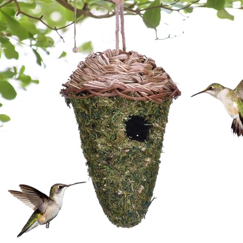 Acunny Gewebte Kolibri -Haus, handgewebtes Vogel Nest | Handgewebte Tit Shelter im Freien - Tränendrop-Form-Nest, weastresistente Kolibri-Nest für Garten, Innenhof, Zäune von Acunny