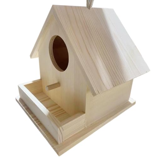 Acunny Hangable Bird House, Vogelhäuser für Außenhänge - Hölzerne Vogelnistschachtel mit Pole - Haustierhaus für Kolibris Kardinal Wildvögel, Außendekoration für den Gartenhof im Patio von Acunny