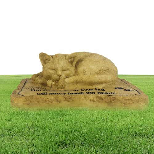 Acunny Haustier-Grabsteine für Katzen, Haustier-Gedenksteine für Katzen - wasserdichte Haustier-Gedenksteine, Katzen-Gartenstatue,Eleganter Katzengrabstein aus Harz für den Außenbereich, die von Acunny