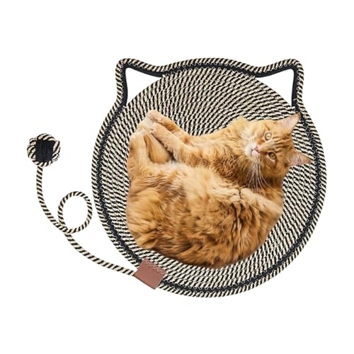 Acunny Horizontaler Katzenkratzer, Katzenkratzpad,Runder horizontaler Bodenkratzteppich mit Spielzeug - Katzenbett, Haustierzubehör, Möbelschutz für Wand, Couch, Teppiche, Sofas von Acunny