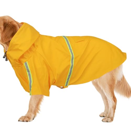 Acunny Hunde-Poncho-Regenmantel, wasserdichte Hundejacke,Wasserdichter Hundeponcho mit reflektierendem Streifen - Verstellbarer Haustier-Mantelponcho mit Kapuze und reflektierendem Streifen, gut von Acunny