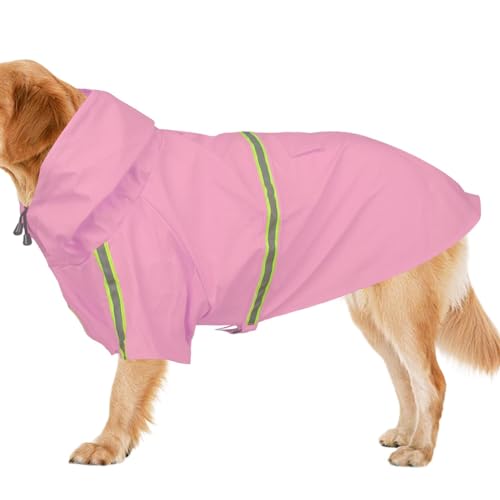 Acunny Hunde-Regenjacke, Hunde-Poncho-Regenmantel | wasserdichte und Winddichte, leicht tragbare Haustierjacke - Verstellbarer Haustier-Mantelponcho mit Kapuze und reflektierendem Streifen, gut von Acunny