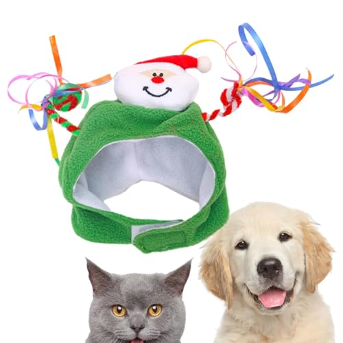 Acunny Hunde-Weihnachtsmütze, Elchmütze für Hunde - Weihnachtsbaum Plüsch Katzenmütze | Winter-Weihnachtsmütze, süßes Katzenkostüm für Fotografie-Requisite, Alltag, Urlaub von Acunny