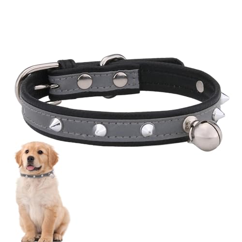 Acunny Hundehalsband, wasserdicht, reflektierendes Hundehalsband für große Hunde | reflektierendes Halsband aus PU-Leder mit Schnalle für Welpen, Nieten, Sicherheitshalsband für Hunde, elegant und von Acunny