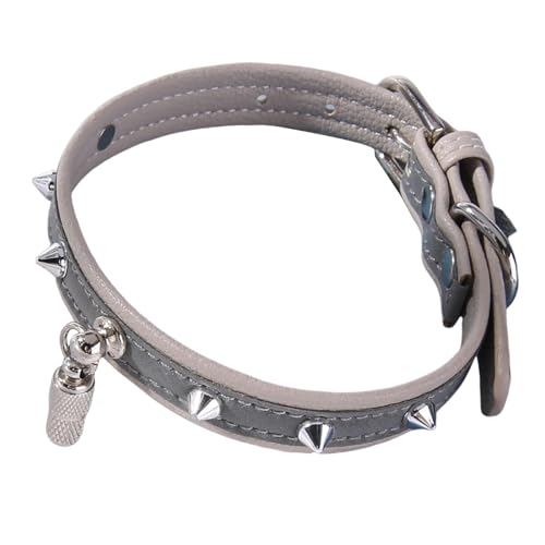 Acunny Hundehalsband mit Metallverschluss, reflektierendes Hundehalsband – reflektierendes Halsband aus PU-Leder mit Schnalle für Welpen mit Nieten | Sicherheitshalsband für Hunde, elegant und Te von Acunny