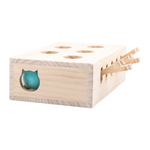 Acunny Interaktives Katzenspielzeug für Hauskatzen, Interaktives Katzenspielzeug - Whack Mole Box Katzenspielzeug aus Holz | Interaktive Box zum Fangen von Mäusen, Katzen-Puzzle-Spielzeug für alle von Acunny