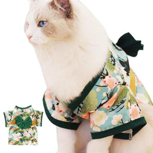 Acunny Japanisches Hunde-Kostüm, Kimono für Katzen – Kleidung für Hunde im japanischen Kimonostil | Japanischer Kimono Kleidung für Hunde, Kleidung für Katzen mit Schleife von Acunny