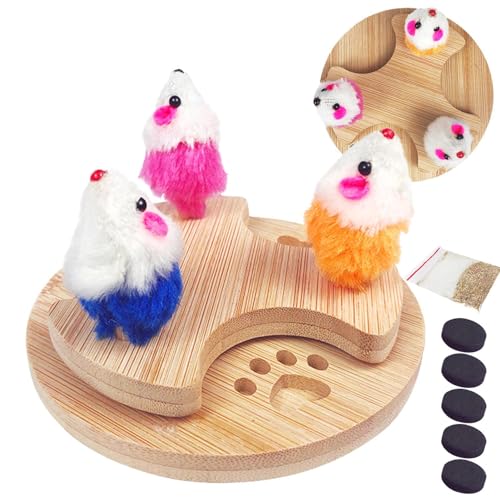 Acunny Karussell-Spielzeug für Katzen, Karussell-Spielzeug für Katzen, Karussell-Maus-Spielzeug für Katzen, Tischspiel, aus Holz, für Kätzchen, mittlere und kleine Hunde von Acunny