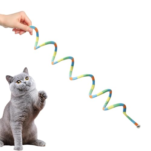 Acunny Katze Springspielzeug mit Bell, Katzenfrührung Spielzeug für Innenkatzen,Elastisches farbiges Plüschfederspielzeug für Katze Beißen | Multi-Color-Haustier Selbstverständnis Kautspiel für von Acunny