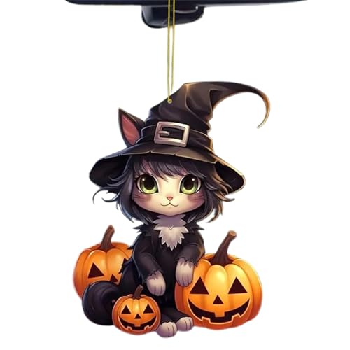 Acunny Katzen-Weihnachtsschmuck,Katzen-Halloween-Ornamente | 2D-Weihnachtsbaum-Dekoration, Auto-Rückspiegel-Aufhänger, Acryl-Anhänger | Partyzubehör, Gastgeschenke, Weihnachtsdekorationen für von Acunny