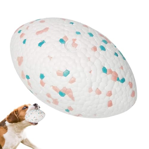 Acunny Kauspielzeug für Hunde, Kaubälle für Welpen, Gummi-Rugby-Form-Quietschball, Robuste, robuste, leicht zu reinigende Beißbälle für Hunde, Spielzeug zum Zahnen und zur Zahnreinigung von Acunny