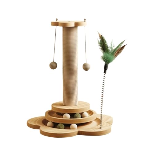 Acunny Kratzbaum aus Sisal, Kratzbaum für Katzen | Kratzbaum mit Drehplatte für Katzen, 4 in 1, Kratzbaum mit Sisalkugel, Drehteller für Katzen, von Acunny