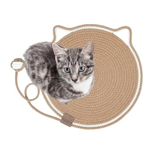 Acunny Kratzpolster für Katzen, horizontaler Katzenkratzer | Runde Fußbodenkratzermatte mit Spielzeug | Katzenbett, Haustierzubehör, Möbelschutz für Wand, Couch, Teppiche, Sofas von Acunny