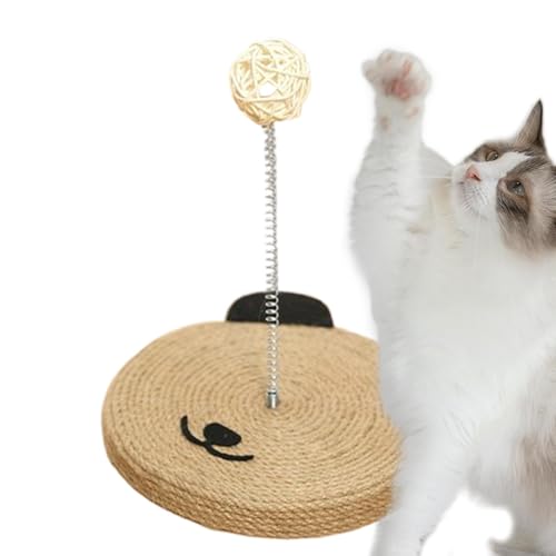 Acunny Natural Sisal Cat Scratch Pad, Cat Scratch Board mit Ball - Katzenkopfform Interaktiver Sisalball - Protektor für Hausmöbel, Spielzeug für mentale körperliche Bewegung, eingebaute Glocke für von Acunny