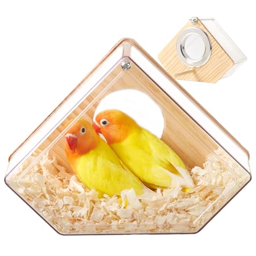 Acunny Nistkasten für Sittiche, Nistkasten für Vögel - Transparentes Design-Vogelkäfighaus,Haustier-Sittich-Vogelhaus-Zucht-Nistkasten, klares Design, Vogelkäfig-Box mit Sitzstange für Papageien von Acunny