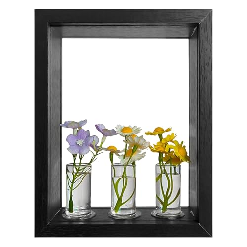 Acunny Pflanzenterrarium, Wandvasen für Blumen | Klare Blumen Terrarienvase | Zimmerpflanzen-Terrarium-Pflanzstation, Retro-Holzständer-Desktop-Terrarium für Hydrokulturblumen von Acunny