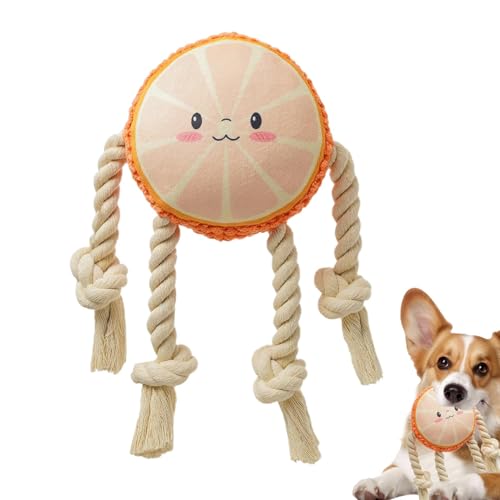 Acunny Plüsch-Hundespielzeug zum Kauen, Plüsch-Hundespielzeug mit Quietscher,Mit geflochtenem Seil Hundekaupuppe - Haustier-Schleifspielzeug, süßes Obst-Design, Quietschpuppe mit geflochtenem Seil von Acunny