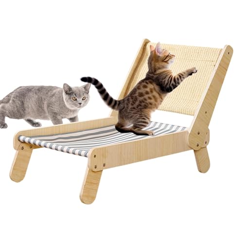 Acunny Sisal Cat Lounger, Cat Lounge Stuhl Kratzer,Natural Sisal Cats Hängematte zum Kratzen - 4-Position verstellbare, gemütliche Kratzer-Lounge-Strandbett für Erwachsene Kätzchenpuppe von Acunny