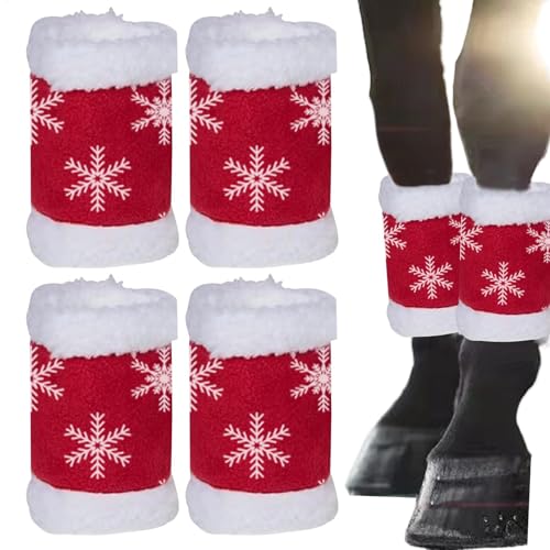 Acunny Weihnachts-Pferdebeinbandagen,Pferdebein-Stehbandagen - 4X Snowflake Horse Standing Leg Wraps Protektoren,Reittraining und Wettkampf Winter-Pferdebeinbandagen für Polo, Paraden von Acunny