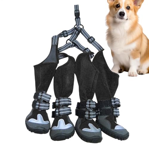 Acunny rutschfeste Hundeschuhe, Outdoor-Hundestiefel,rutschfeste Hundeschuhe, wasserdichtes Design - Hunde-Hosenträgerstiefel, Pfotenschutz für kleine und mittelgroße Hunde bei Schnee und Regen von Acunny