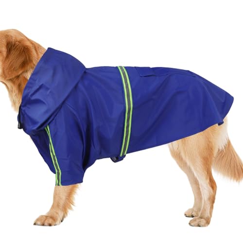 Acunny wasserdichte Hundejacke, Hunderegenmantel,Leicht tragbare Haustier-Regenjacke | Verstellbarer Haustier-Mantelponcho mit Kapuze und reflektierendem Streifen, gut sichtbare, atmungsaktive von Acunny