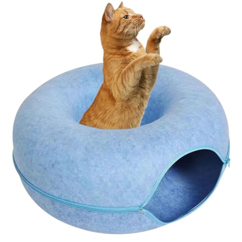 Katzenhöhle, Katzenbett Flauschig, Katzen Donut Tunnel, Katzentunnel Aus Filz Katzensofa Gemütliches Katzenspielzeug Für Endlosen Spaß Katzenkorb Katzenkissen von Acunny