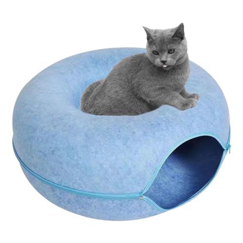 Katzenhöhle, Katzenbett Flauschig, Katzen Donut Tunnel, Katzentunnel Aus Filz Katzensofa Gemütliches Katzenspielzeug Für Endlosen Spaß Katzenkorb Katzenkissen von Acunny