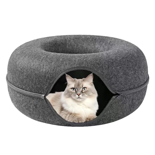 Katzenhöhle, Katzenbett Flauschig, Katzen Donut Tunnel, Katzentunnel Aus Filz Katzensofa Gemütliches Katzenspielzeug Für Endlosen Spaß Katzenkorb Katzenkissen von Acunny